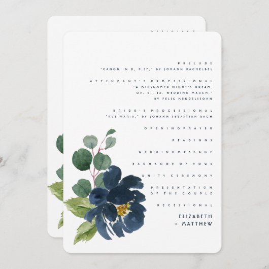 Hochzeitsprogramm für Wasserfarben Programm (Vorne/Hinten)