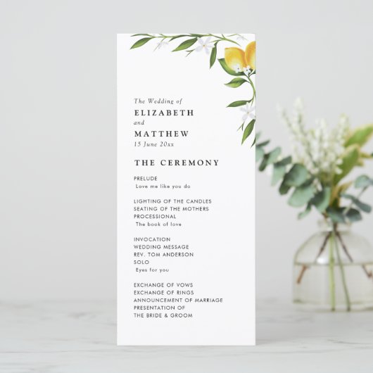 Hochzeitsprogramm für Wasserfarben Programm (Stehend Vorderseite)