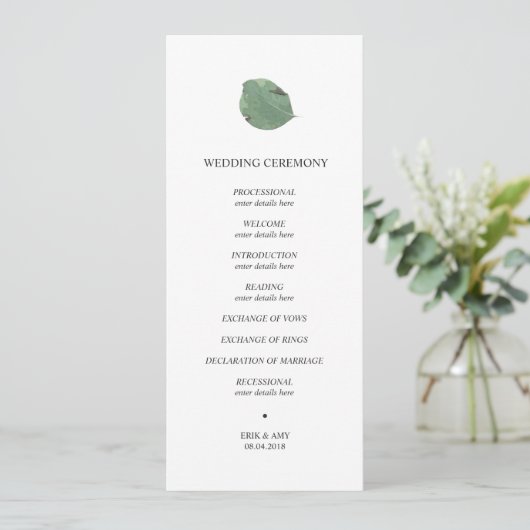 Hochzeitsprogramm für Wasserfarben Programm (Stehend Vorderseite)