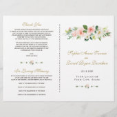 Hochzeitsprogramm für Wasserfarben Rosa Blume (Vorderseite)