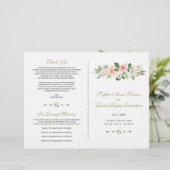 Hochzeitsprogramm für Wasserfarben Rosa Blume (Stehend Vorderseite)