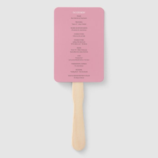 Hochzeitsprogramm für Wasserfarben-Rosa-Kirsche Fächer (Rückseite)