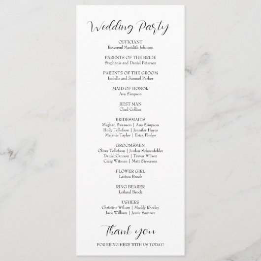 Hochzeitsprogramm für Wasserfarben-Rote Rose Programm (Rückseite)