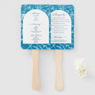 Hochzeitsprogramm für Wasserfarben und blaue Ozean Fächer