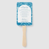Hochzeitsprogramm für Wasserfarben und blaue Ozean Fächer (Rückseite)