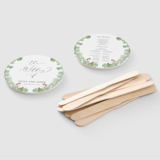 Hochzeitsprogramm für Wasserfarben und Grünpflanze Fächer (Non-assembled)