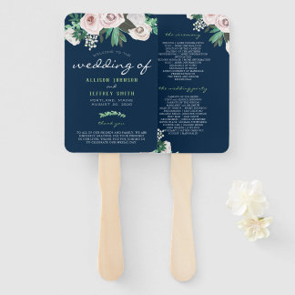 Hochzeitsprogramm für Wasserfarben und Weißes Grün Fächer