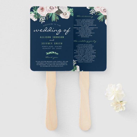 Hochzeitsprogramm für Wasserfarben und Weißes Grün Fächer (Vorne und Hinten)