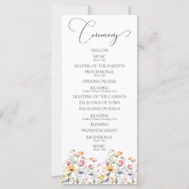 Hochzeitsprogramm für Wasserfarben-Wildblumen