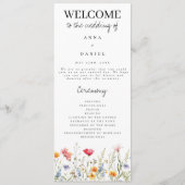 Hochzeitsprogramm für Wasserfarben-Wildblumen Programm (Vorderseite)