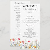 Hochzeitsprogramm für Wasserfarben-Wildblumen Programm (Vorne/Hinten)