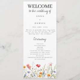 Hochzeitsprogramm für Wasserfarben-Wildblumen Programm