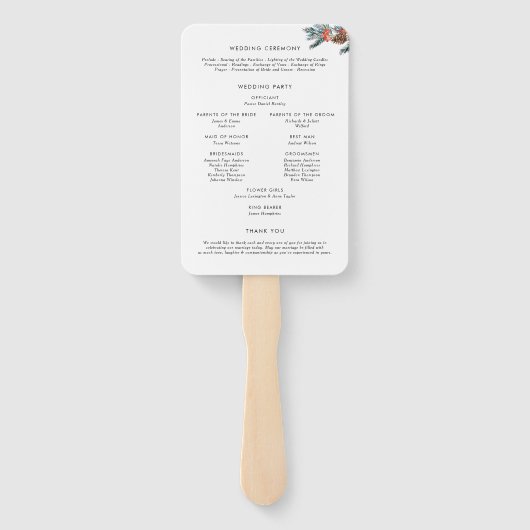 Hochzeitsprogramm für Wasserfarben Winter Blooms G Fächer (Rückseite)