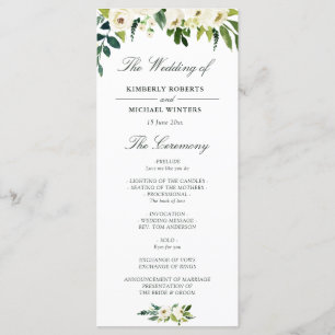 Hochzeitsprogramm für Wasserfarbene Elfenbein Programm