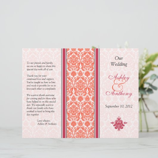 Hochzeitsprogramm für Wassermelonen und Korallenda (Stehend Vorderseite)