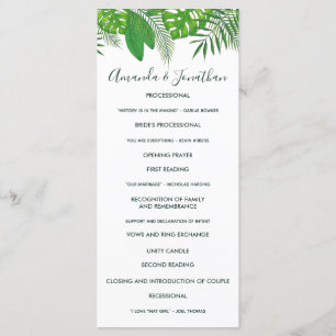 Hochzeitsprogramm für Watercolor Hawaiian Aloha Lu Programm