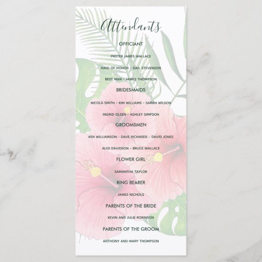 Hochzeitsprogramm für Watercolor Hawaiian Aloha Lu Programm (Rückseite)