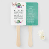 Hochzeitsprogramm für Watercolor Wüstensukkulente Fächer (Vorne und Hinten)