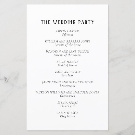 Hochzeitsprogramm für Weinberge in einem malerisch (Rückseite)