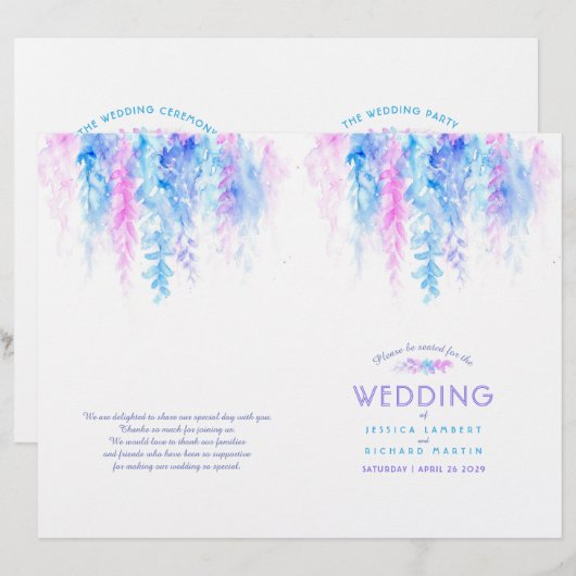 Hochzeitsprogramm für Weintrauben (Vorne/Hinten)