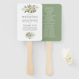 Hochzeitsprogramm für Weiß und Grün Fächer