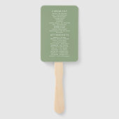 Hochzeitsprogramm für Weiß und Grün Fächer (Rückseite)