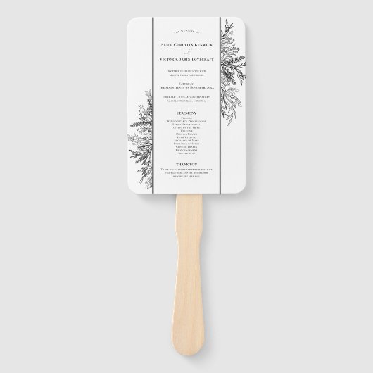 Hochzeitsprogramm für Weiß und Schwarze Grüne Fächer (Vorderseite)