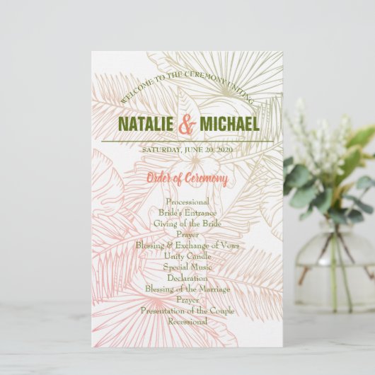 Hochzeitsprogramm für Weiße Flora (Stehend Vorderseite)