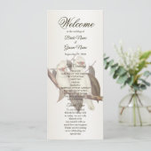 Hochzeitsprogramm für Weiße Vögel Programm (Stehend Vorderseite)