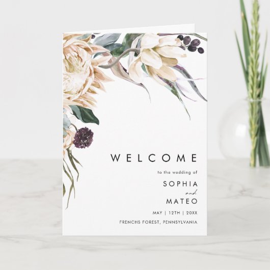 Hochzeitsprogramm für Weißflorflossen Programm (Vorderseite)