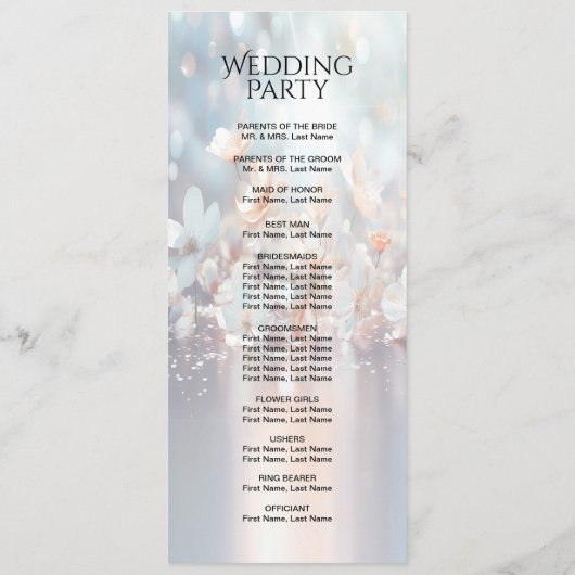 Hochzeitsprogramm für Weißpfirsiche Programm (Rückseite)