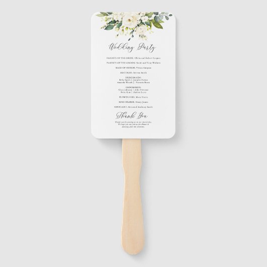 Hochzeitsprogramm für Weißrosen Fächer (Rückseite)