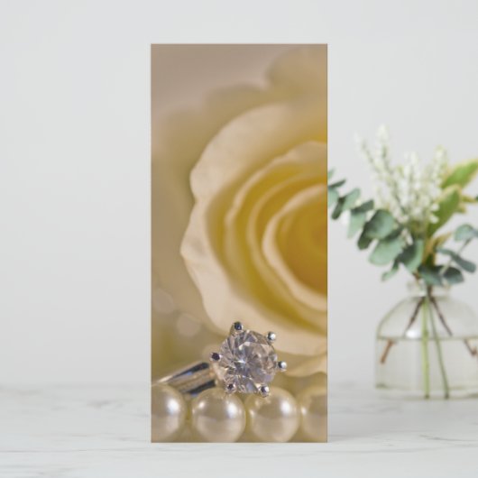 Hochzeitsprogramm für Weißrosen, Ring und Perlen Programm (Stehend Vorderseite)
