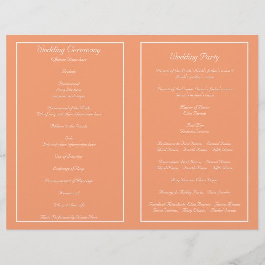 Hochzeitsprogramm für Weißspitzen & Perlen (Rückseite)