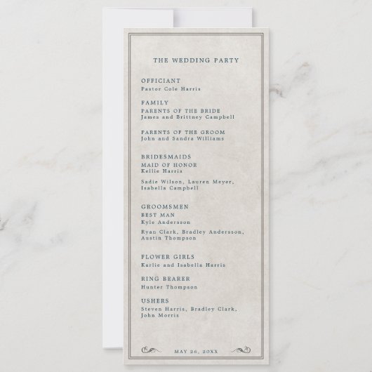 Hochzeitsprogramm für Western Einladung (Rückseite)