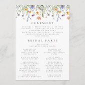 Hochzeitsprogramm für Wildblume Garden Programm (Rückseite)