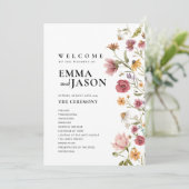 Hochzeitsprogramm für Wildblumen Einladung (Stehend Vorderseite)