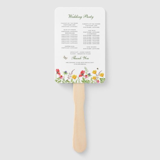 Hochzeitsprogramm für Wildblumen Fächer (Rückseite)
