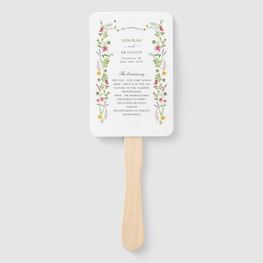 Hochzeitsprogramm für Wildblumen Fächer (Vorderseite)