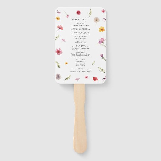 Hochzeitsprogramm für Wildblumen Fächer (Rückseite)