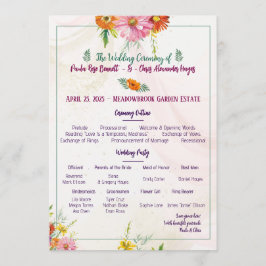 Hochzeitsprogramm für Wildblumen Programm