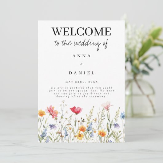 Hochzeitsprogramm für Wildblumen Programm (Stehend Vorderseite)