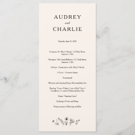 Hochzeitsprogramm für Wildblumen Programm