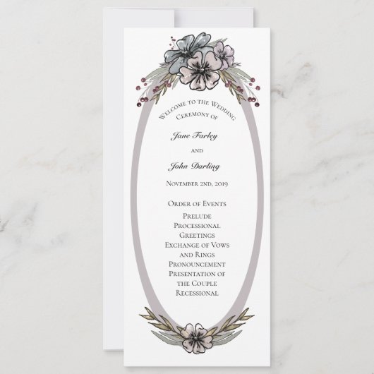 Hochzeitsprogramm für Winter-Blume Einladung (Vorderseite)