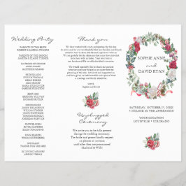 Hochzeitsprogramm für Winter-Blumenreath Tri+Fold