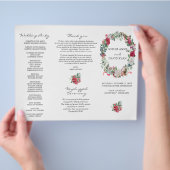 Hochzeitsprogramm für Winter-Blumenreath Tri+Fold (Hand)