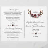 Hochzeitsprogramm für Winter-Burgund-Flora-Antler (Vorderseite)