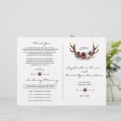 Hochzeitsprogramm für Winter-Burgund-Flora-Antler (Stehend Vorderseite)