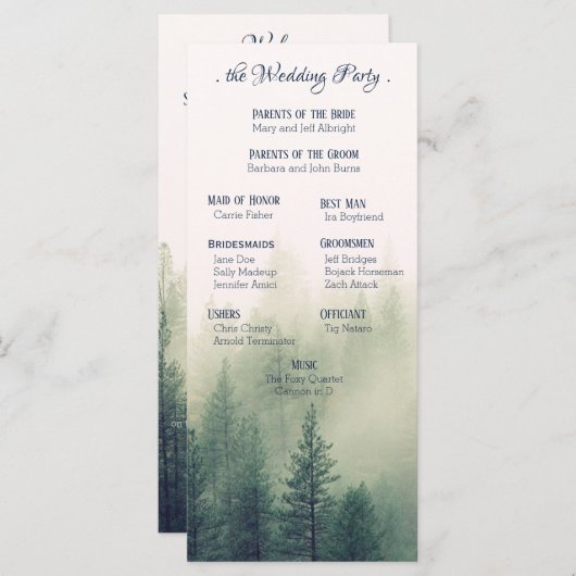 Hochzeitsprogramm für Winterbergkiefern Programm (Vorne/Hinten)