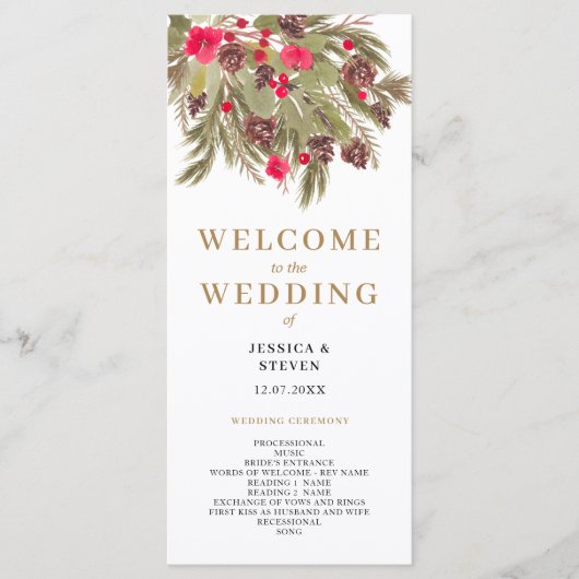 Hochzeitsprogramm für Winterpine Programm (Vorderseite)